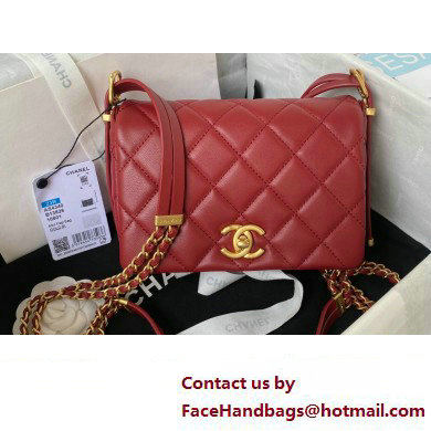 Chanel Lambskin  &  Gold-Tone Metal Mini Flap Bag AS4340 Burgundy 2023